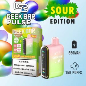 Geek Bar Pulse 15000 Disposable Vape (5%, 15000 Puffs) – Sour Strawberry*