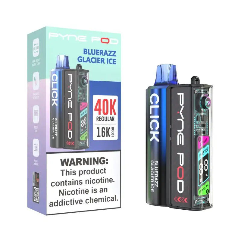 Pyne Pod Click 40K Disposable Vape Kit (5%, 40000 Puffs) – Bluerazz Glacier Ice